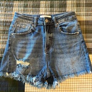 Risen Distressed Jean Shorts